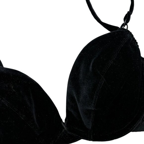 Warners Velvet Bewear Bra 36B Black Vintage - Picture 2 of 4